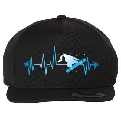 Snowboard Print Snowboard Heart Beat Ski Season Gift Wool Snapback Cap