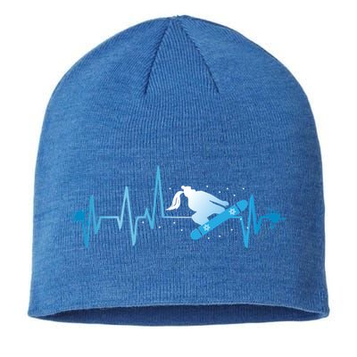 Snowboard Print Snowboard Heart Beat Ski Season Gift Sustainable Beanie