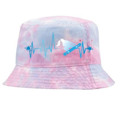 Snowboard Print Snowboard Heart Beat Ski Season Gift Tie-Dyed Bucket Hat