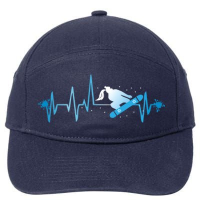 Snowboard Print Snowboard Heart Beat Ski Season Gift 7-Panel Snapback Hat