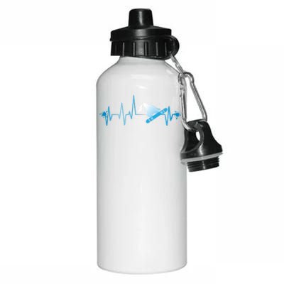 Snowboard Print Snowboard Heart Beat Ski Season Gift Aluminum Water Bottle 