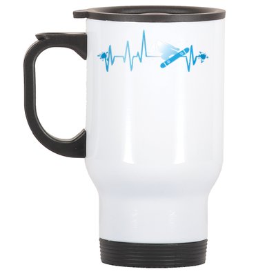 Snowboard Print Snowboard Heart Beat Ski Season Gift Stainless Steel Travel Mug