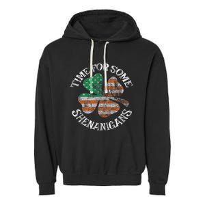 St. Patrick S Time For Some Shenanigans Irish American Flag Garment-Dyed Fleece Hoodie