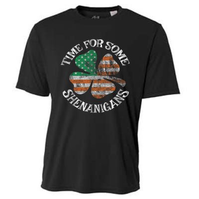 St. Patrick S Time For Some Shenanigans Irish American Flag Cooling Performance Crew T-Shirt