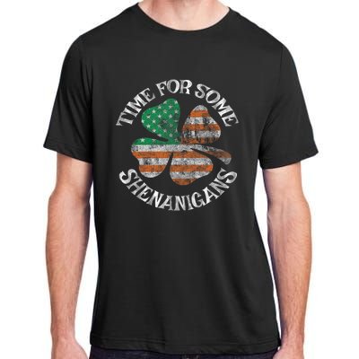 St. Patrick S Time For Some Shenanigans Irish American Flag Adult ChromaSoft Performance T-Shirt