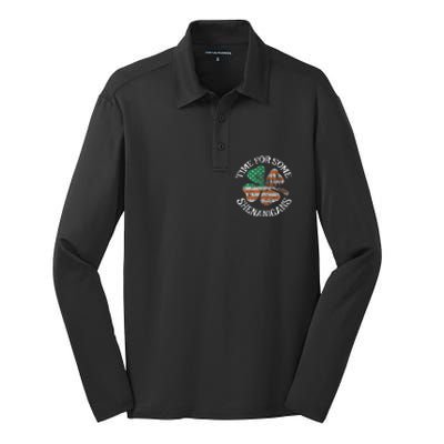 St. Patrick S Time For Some Shenanigans Irish American Flag Silk Touch Performance Long Sleeve Polo