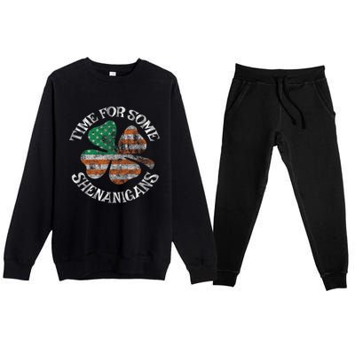 St. Patrick S Time For Some Shenanigans Irish American Flag Premium Crewneck Sweatsuit Set