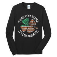 St. Patrick S Time For Some Shenanigans Irish American Flag Tall Long Sleeve T-Shirt