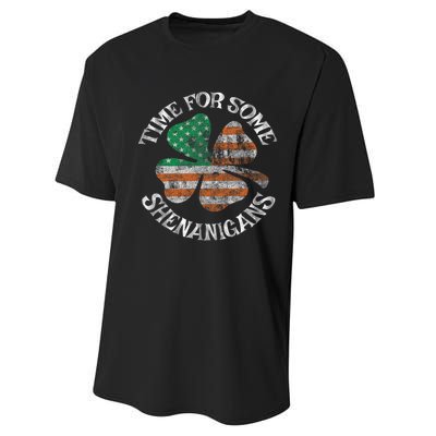 St. Patrick S Time For Some Shenanigans Irish American Flag Performance Sprint T-Shirt