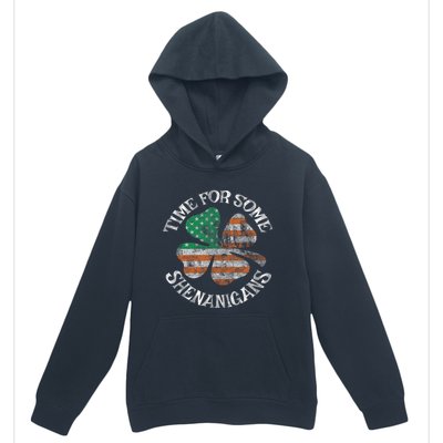 St. Patrick S Time For Some Shenanigans Irish American Flag Urban Pullover Hoodie