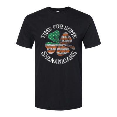 St. Patrick S Time For Some Shenanigans Irish American Flag Softstyle CVC T-Shirt