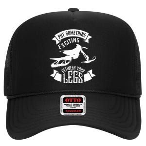 Snowmobile Put Something Exciting Between Your Legs W High Crown Mesh Back Trucker Hat