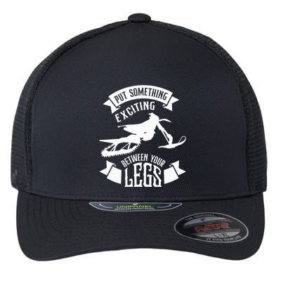 Snowmobile Put Something Exciting Between Your Legs W Flexfit Unipanel Trucker Cap