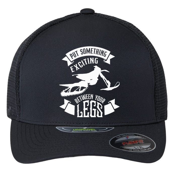 Snowmobile Put Something Exciting Between Your Legs W Flexfit Unipanel Trucker Cap