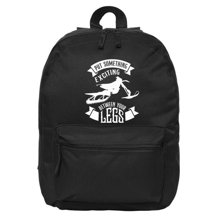 Snowmobile Put Something Exciting Between Your Legs W 16 in Basic Backpack