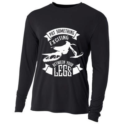 Snowmobile Put Something Exciting Between Your Legs W Cooling Performance Long Sleeve Crew