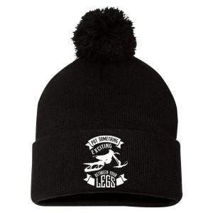 Snowmobile Put Something Exciting Between Your Legs W Pom Pom 12in Knit Beanie