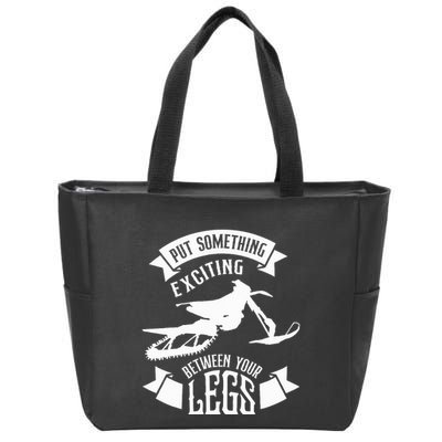 Snowmobile Put Something Exciting Between Your Legs W Zip Tote Bag