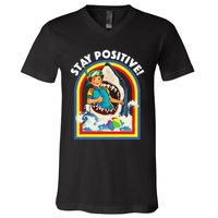 Stay Positive Shark Lover Wildlife Ocean Sea V-Neck T-Shirt