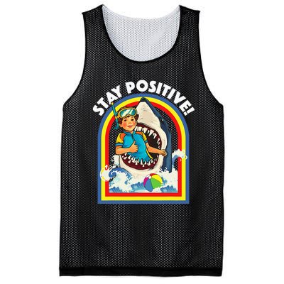 Stay Positive Shark Lover Wildlife Ocean Sea Mesh Reversible Basketball Jersey Tank