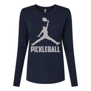 Silver Pickleball Sports Logo Womens Cotton Relaxed Long Sleeve T-Shirt