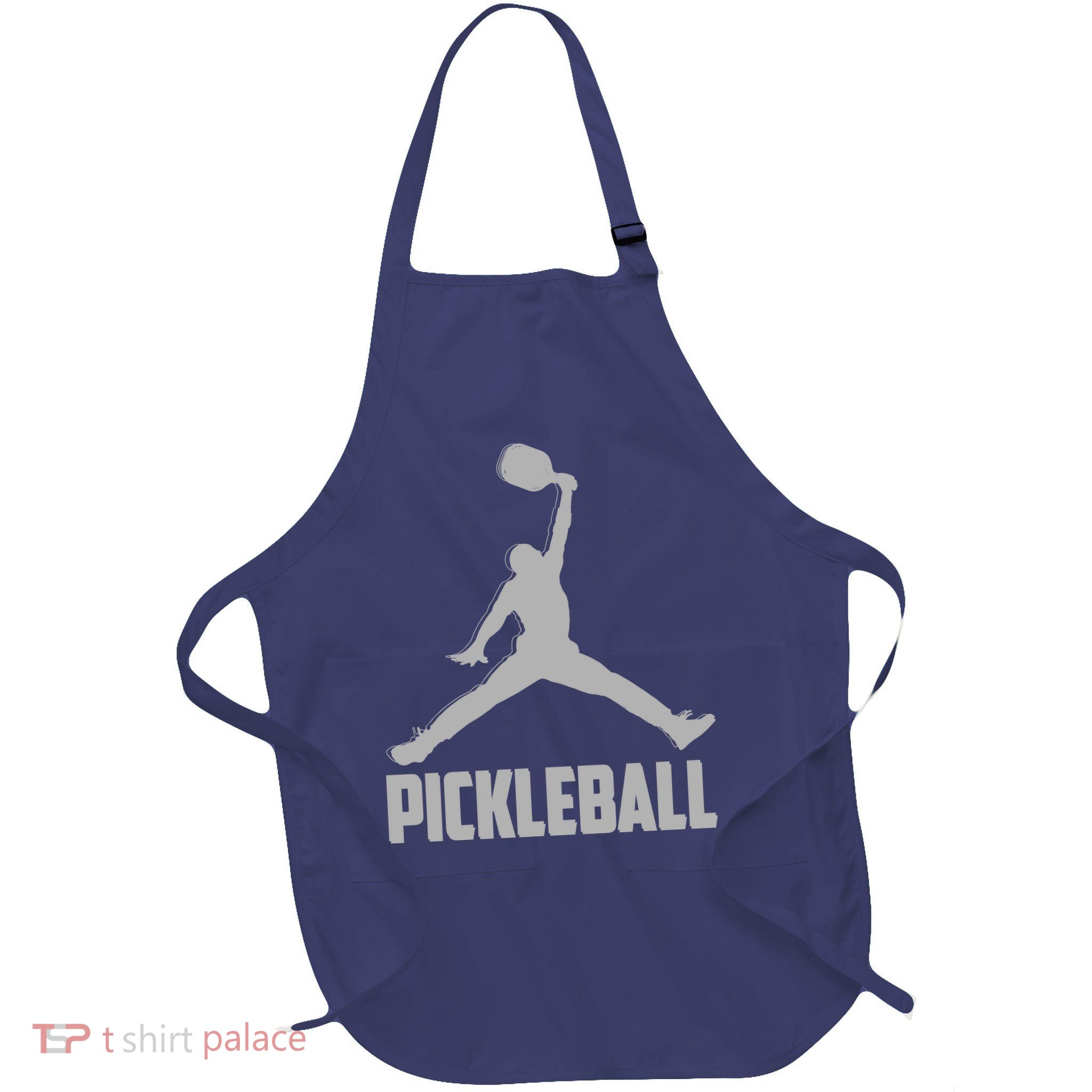 Silver Pickleball Sports Logo Full-Length Apron With Pockets