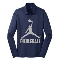 Silver Pickleball Sports Logo Silk Touch Performance Long Sleeve Polo