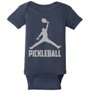 Silver Pickleball Sports Logo Baby Bodysuit