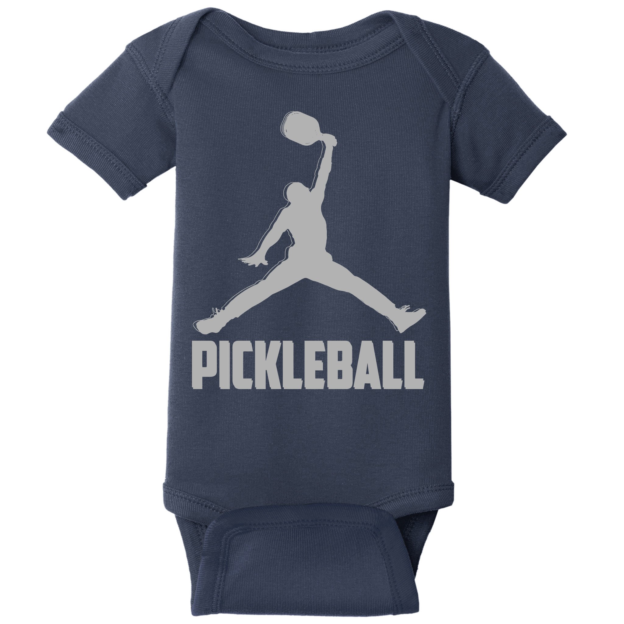 Silver Pickleball Sports Logo Baby Bodysuit