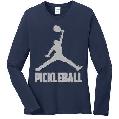 Silver Pickleball Sports Logo Ladies Long Sleeve Shirt