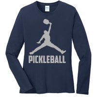 Silver Pickleball Sports Logo Ladies Long Sleeve Shirt