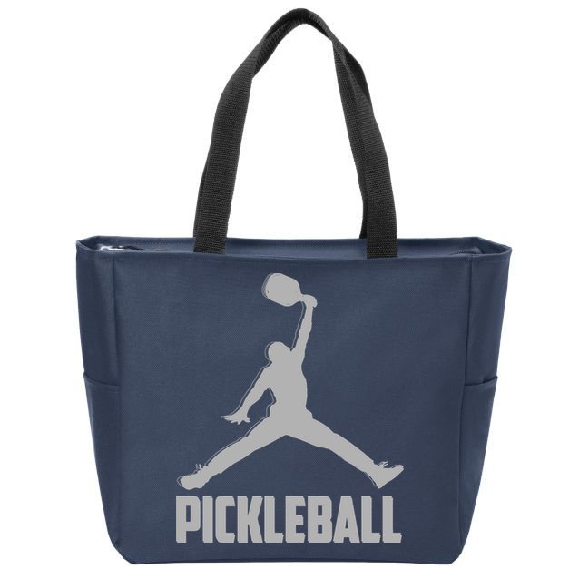 Silver Pickleball Sports Logo Zip Tote Bag