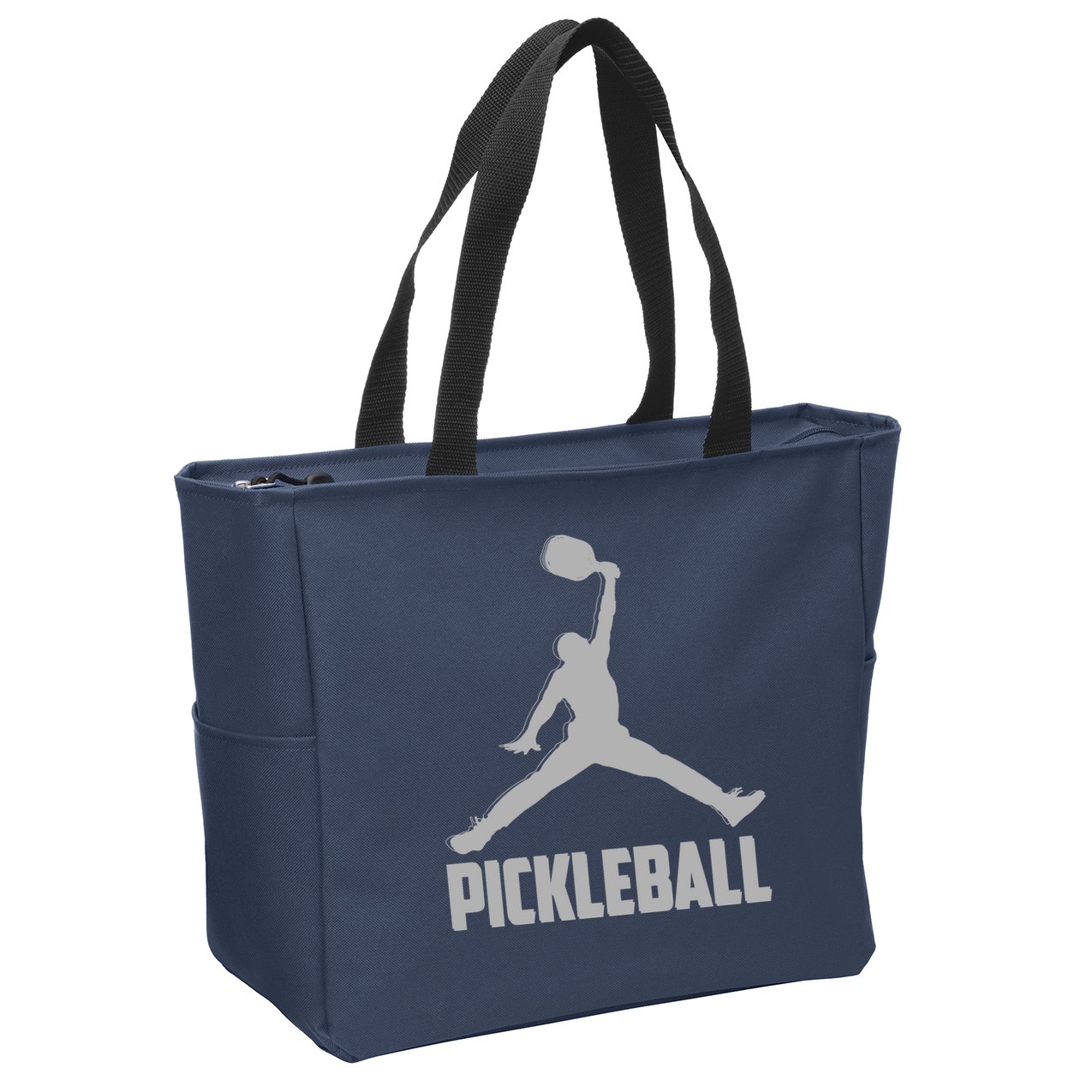 Silver Pickleball Sports Logo Zip Tote Bag