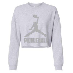 Silver Pickleball Sports Logo Cropped Pullover Crew