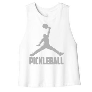 Silver Pickleball Sports Logo Women's Racerback Cropped Tank