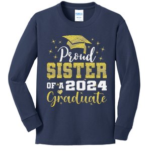 Super Proud Sister Of 2024 Graduate Awesome Family College Kids Long Sleeve Shirt