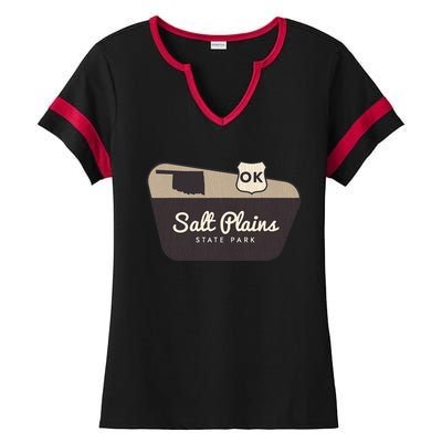 Salt Plains State Park Oklahoma Welcome Sign Vacation Ladies Halftime Notch Neck Tee