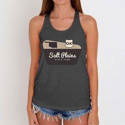 Salt Plains State Park Oklahoma Welcome Sign Vacation Women's Knotted Racerback Tank