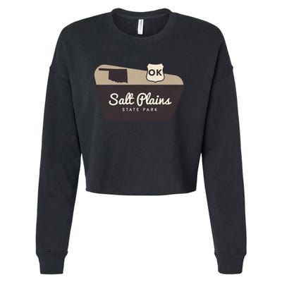 Salt Plains State Park Oklahoma Welcome Sign Vacation Cropped Pullover Crew