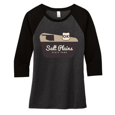 Salt Plains State Park Oklahoma Welcome Sign Vacation Women's Tri-Blend 3/4-Sleeve Raglan Shirt