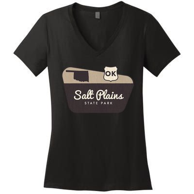 Salt Plains State Park Oklahoma Welcome Sign Vacation Women's V-Neck T-Shirt