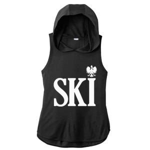 SKI Polish Surnames Ending Polish Eagle Dyngus Day Ladies PosiCharge Tri-Blend Wicking Draft Hoodie Tank