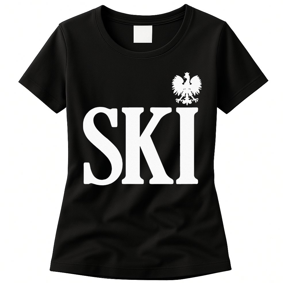 SKI Polish Surnames Ending Polish Eagle Dyngus Day Womens T-Shirt