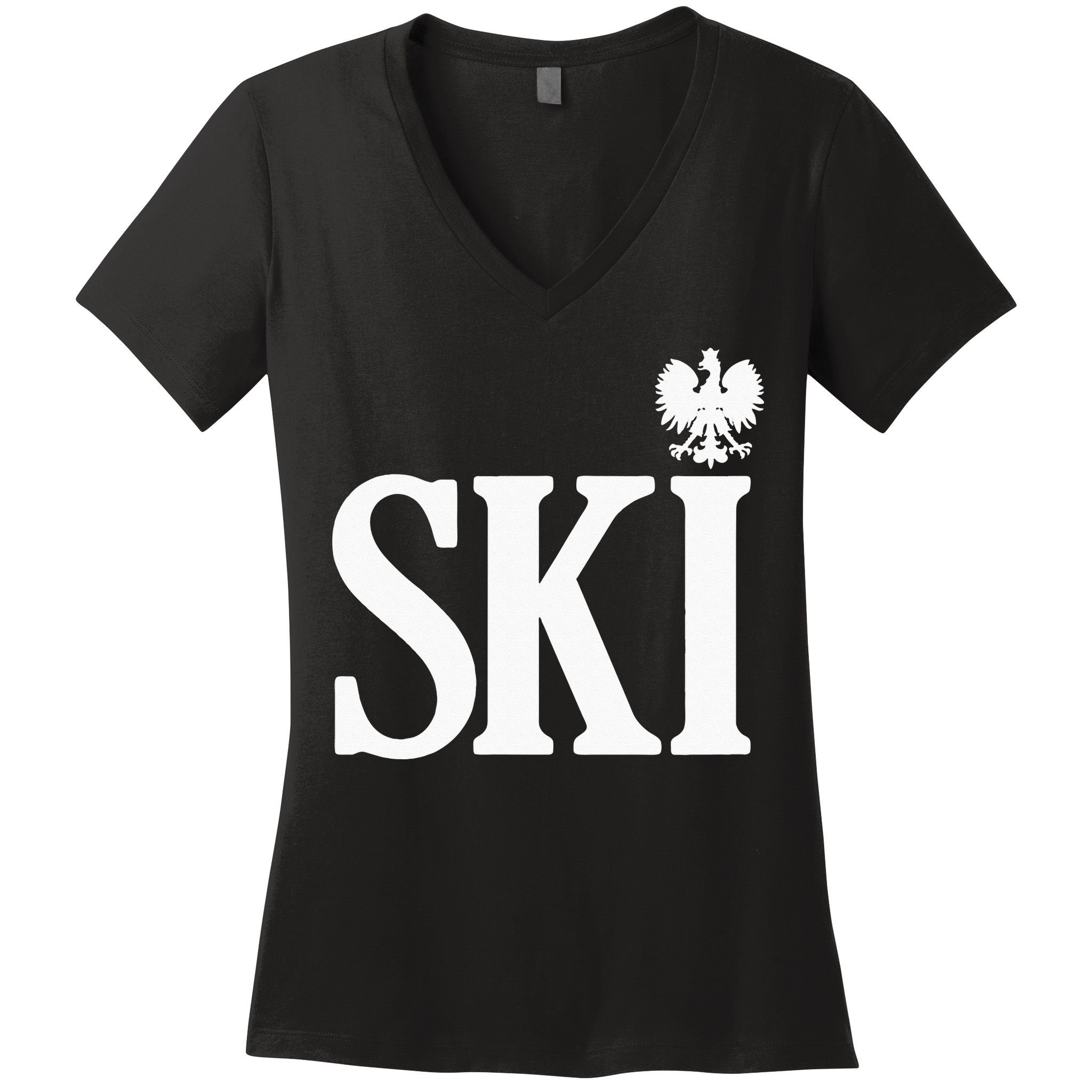 SKI Polish Surnames Ending Polish Eagle Dyngus Day Women's V-Neck T-Shirt