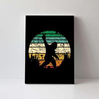 Sasquatch Peace Sign Funny Bigfoot Retro Yeti Grungy Sunset Canvas