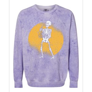 Skeleton Playing Saxophone Jazz Halloween Music Spooky Scary Colorblast Crewneck Sweatshirt