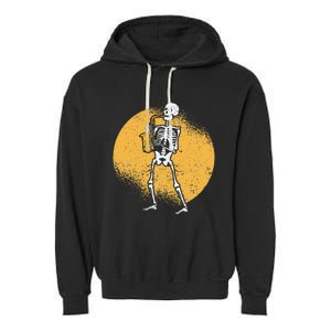 Skeleton Playing Saxophone Jazz Halloween Music Spooky Scary Garment-Dyed Fleece Hoodie