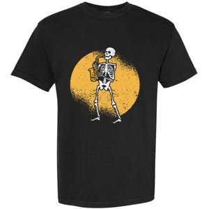 Skeleton Playing Saxophone Jazz Halloween Music Spooky Scary Garment-Dyed Heavyweight T-Shirt