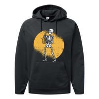 Skeleton Playing Saxophone Jazz Halloween Music Spooky Scary Performance Fleece Hoodie