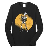 Skeleton Playing Saxophone Jazz Halloween Music Spooky Scary Long Sleeve Shirt